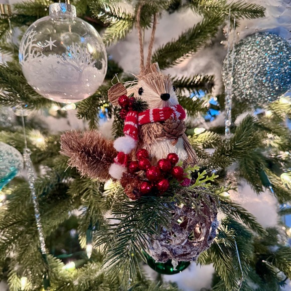NEW! Woodland Fury Tail Squirrel Snowy Twig Orb Christmas Ornament - Picture 3 of 7